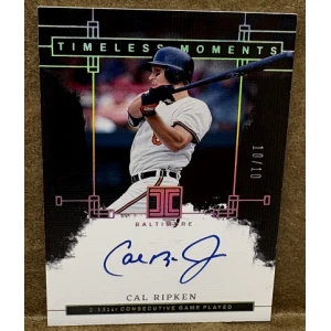 2024 Panini Impeccable Timeless Moments Signatures Holo Gold Cal Ripken /10
