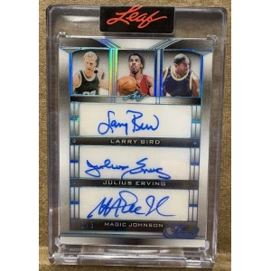 2025 Leaf Pearl Signatures 3 Blue Spectrum Larry Bird Julius Erving Magic Johnson /5