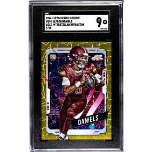 2024 Topps Cosmic Chrome #196 Jayden Daniels Gold Interstellar Refractor RC /50 SGC 9