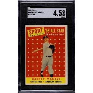 1958 Topps #487 Mickey Mantle All Star SGC 4.5